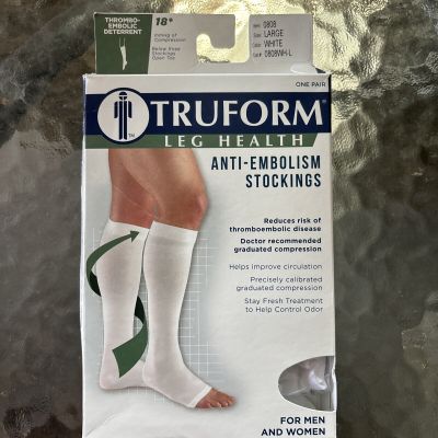 TRUFORM Anti-embolism Open Toe Below Knee 18mmHg (White) Large